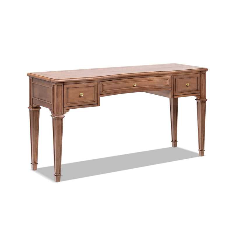 Brown Jennifer Taylor Home Dauphin 3-drawer executive desk with sleek design and sturdy wooden construction.
