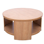 Minimalist Round Coffee Table With Shelf Storage - Natural - R&R Furniture Gallery (Fountain Valley, CA)