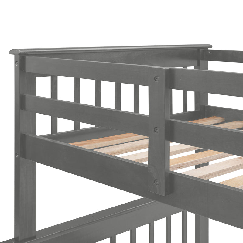 DreamHaus stairway bunk bed with built-in storage, guard rails, and sturdy frame for bedroom use, ideal for space-saving sleeping arrangements.