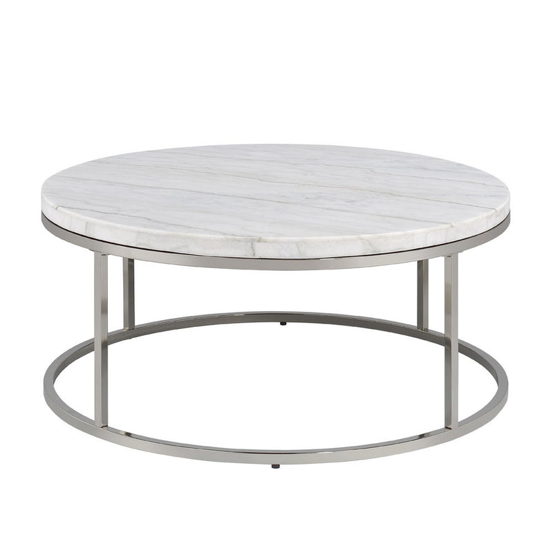 Zaidee - Coffee Table With Marble - Marble Top & Nickel - R&R Furniture Gallery (Fountain Valley, CA)