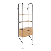 Lumi Source Lean industrial bookcase with black metal frame and brown wooden shelves, modern design for home or office storage.