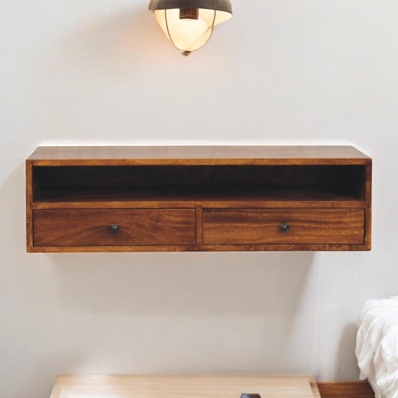 Lunar - 2 Drawer Wall Mounted Media Unit - Brown - R&R Furniture Gallery (Fountain Valley, CA)