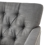 Noble House Harrison tufted club arm chair with button-tufted back and birch wood legs, featuring plush upholstery and classic design.