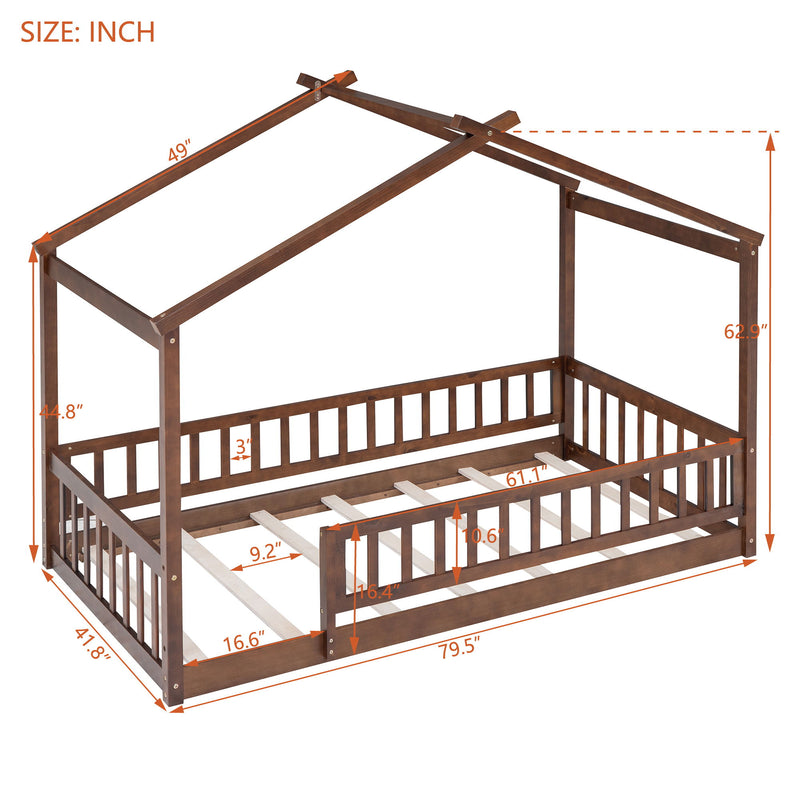 Bed House Bed Frame With Fence - R&R Furniture Gallery (Fountain Valley, CA)