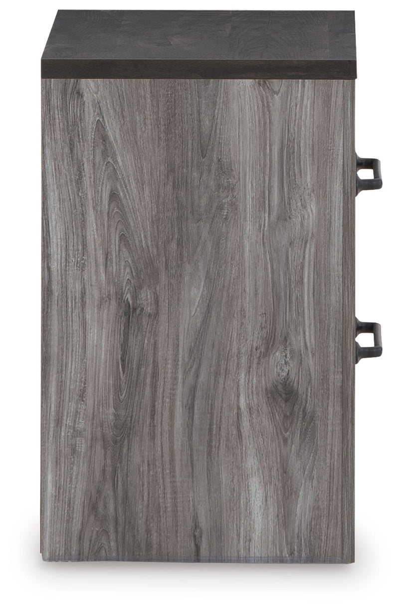 Bronyan - Two Drawer Night Stand - Dark Gray - R&R Furniture Gallery (Fountain Valley, CA)
