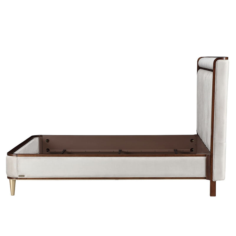 Houston - Eastern King Channel Tufted Panel Bed - Porcini / Walnut - R&R Furniture Gallery (Fountain Valley, CA)