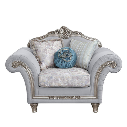 Pelumi - Chair With 3 Pillows - Light Gray Linen & Platinum - R&R Furniture Gallery (Fountain Valley, CA)