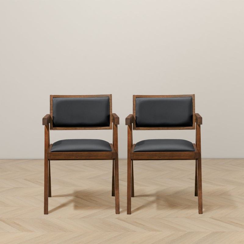 Athena - Dining Chair (Set of 2) - Black / Brown - R&R Furniture Gallery (Fountain Valley, CA)