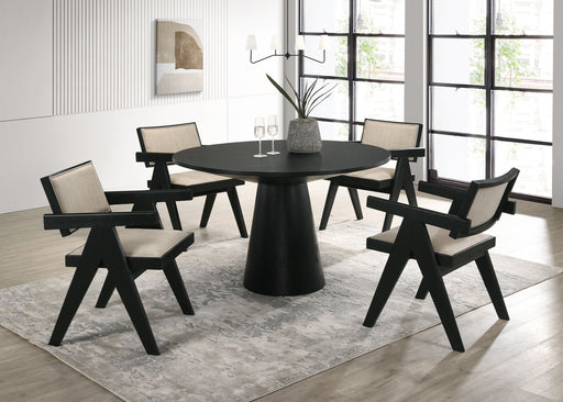 Jasper - 5 Piece Round Dining Set - Ebony Black - R&R Furniture Gallery (Fountain Valley, CA)