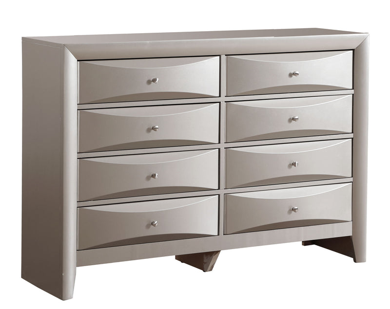 Glory Furniture Marilla dresser with sleek wooden finish and multiple drawers, ideal for bedroom storage.