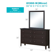 Glory Furniture Primo dresser with multiple drawers, wooden finish, and sleek design for bedroom storage.