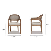 Americana - Mid-Century Modern Cane Back Dining Chair Textured Weave - Taupe Beige - R&R Furniture Gallery (Fountain Valley, CA)