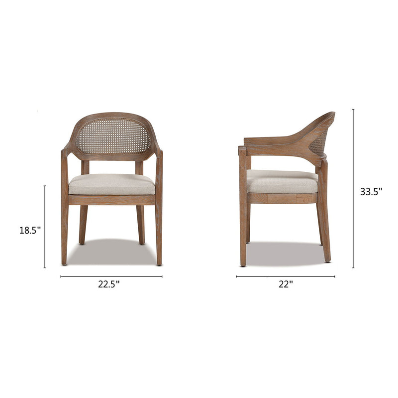 Americana - Mid-Century Modern Cane Back Dining Chair Textured Weave - Taupe Beige - R&R Furniture Gallery (Fountain Valley, CA)