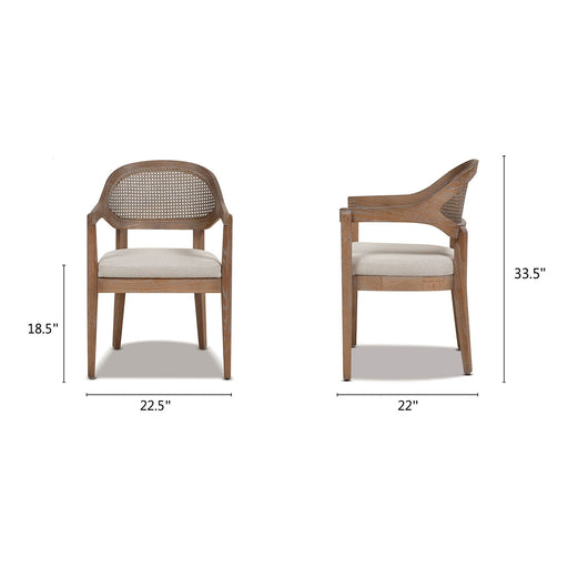 Americana - Mid-Century Modern Cane Back Dining Chair Textured Weave - Taupe Beige - R&R Furniture Gallery (Fountain Valley, CA)