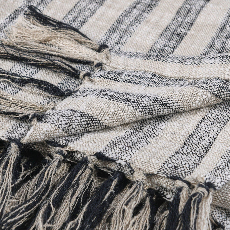 Throws - TC Linna Throw - Natural / Black - R&R Furniture Gallery (Fountain Valley, CA)