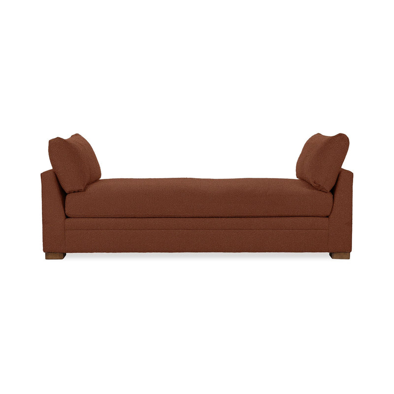 Classic Home Audrey daybed with a classic wooden frame and neutral upholstery, shown in a cozy living room setting.