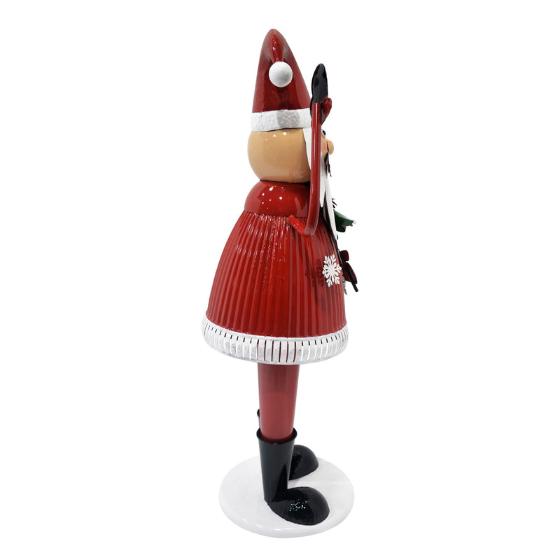 Cheerful Santa Claus Christmas figurine holding a tree and waving, festive holiday decoration by Noble House in red.