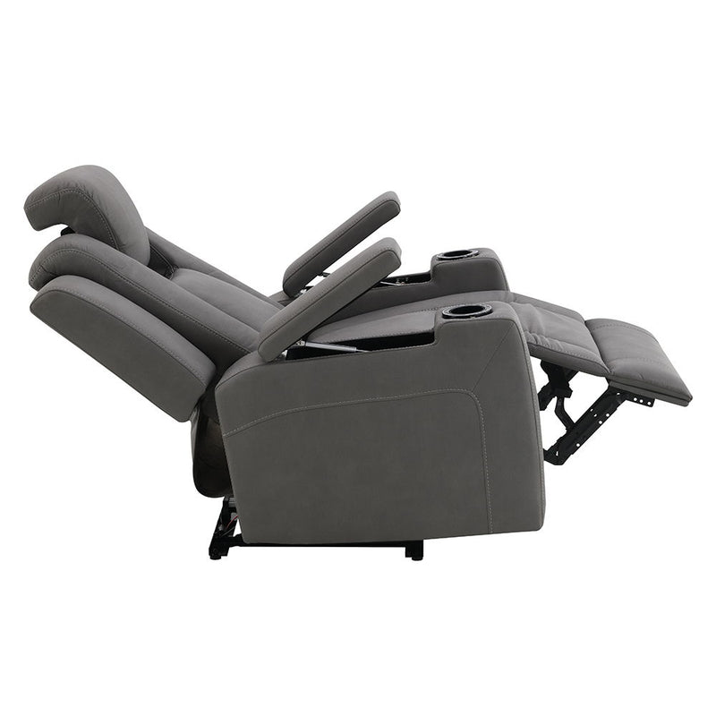 Leuco - Power Motion Recliner With Cup Holder, Control, LED & Power Headrest - Gray - R&R Furniture Gallery (Fountain Valley, CA)