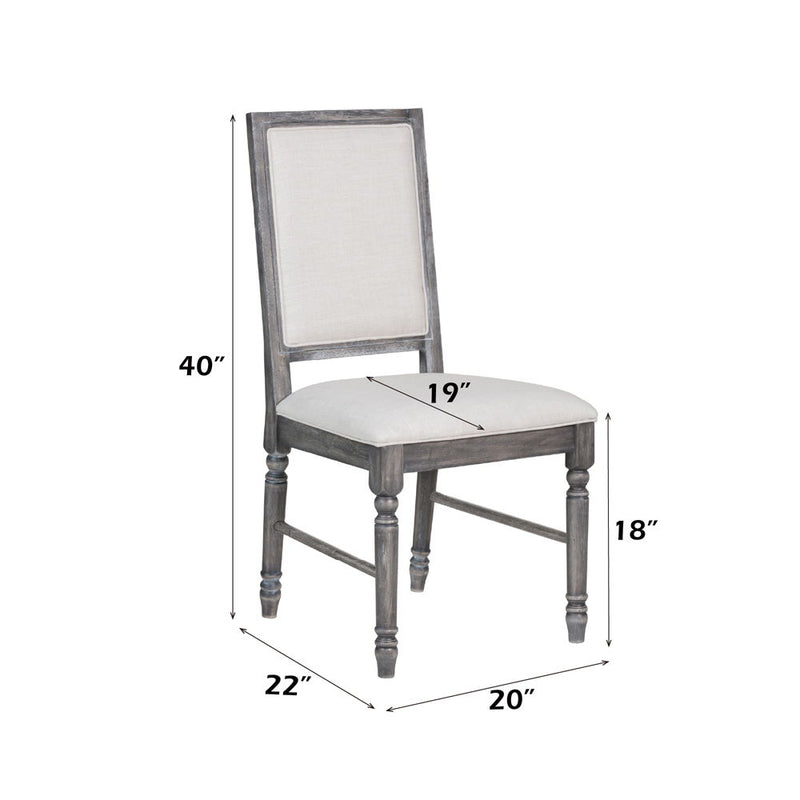 Leventis - Side Chair (Set of 2) - Cream Linen & Weathered Gray - R&R Furniture Gallery (Fountain Valley, CA)