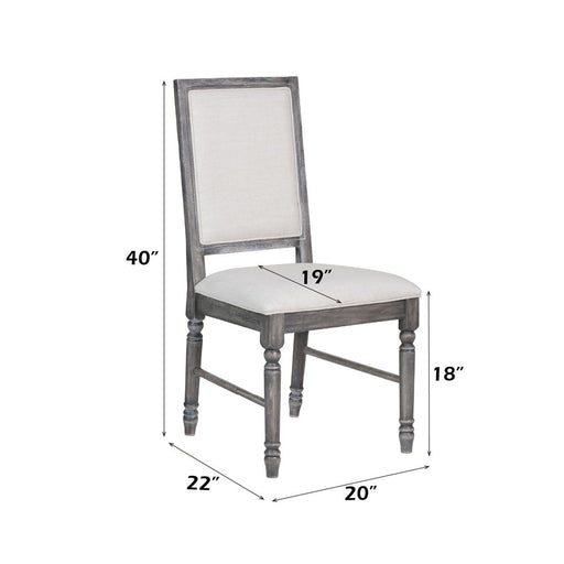 Leventis - Side Chair (Set of 2) - Cream Linen & Weathered Gray - R&R Furniture Gallery (Fountain Valley, CA)