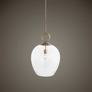 Large white blown glass pendant light by Uttermost, featuring a sleek 1-light pendant lighting design for modern interiors.
