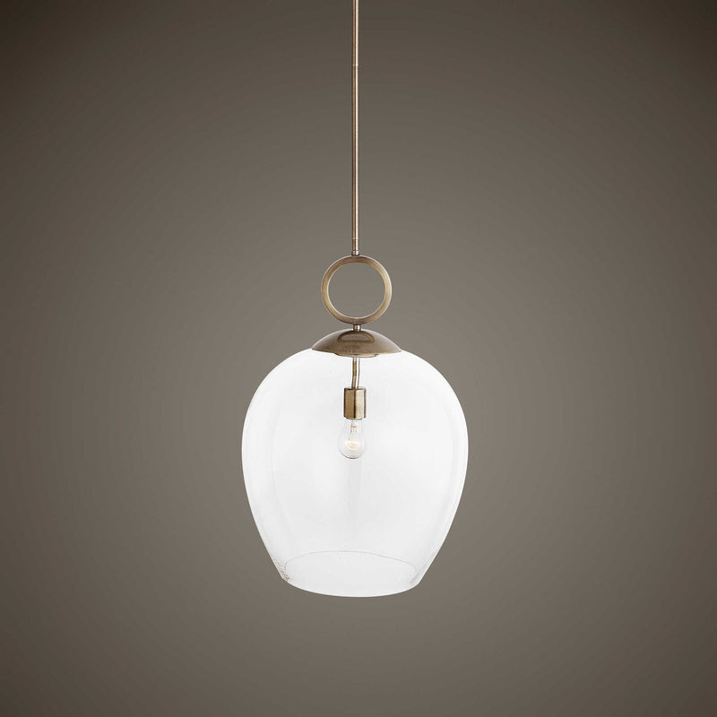 Large white blown glass pendant light by Uttermost, featuring a sleek 1-light pendant lighting design for modern interiors.