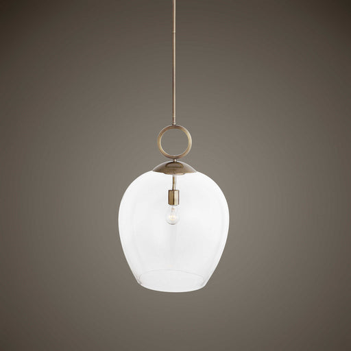 Large white blown glass pendant light by Uttermost, featuring a sleek 1-light pendant lighting design for modern interiors.
