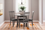 Gray 5-piece dining set with drop leaf table and four side chairs by Signature Design Ashley, perfect for casual dining.