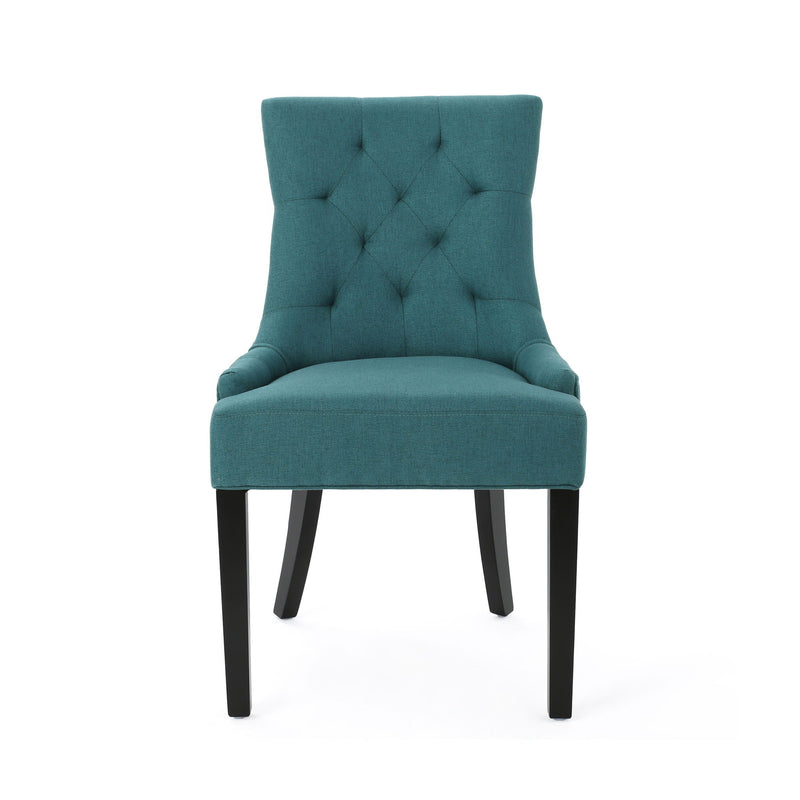 Dining Chair (Set of 2) With Upholstered Diamond Tufting And Espresso Birch Legs - Teal - R&R Furniture Gallery (Fountain Valley, CA)