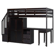 Loft Bed With Stairs, Bookshelf, Drawers, Desk & Wardrobe, Space Saving Multifunctional Furniture - R&R Furniture Gallery (Fountain Valley, CA)