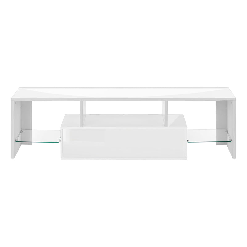 TV Stand, Console, Media Entertainment Center, Storage Cabinet, Glossy Contemporary & Modern - White - R&R Furniture Gallery (Fountain Valley, CA)