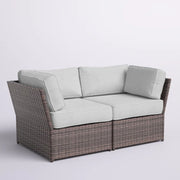 Outdoor Wicker Loveseat With Cushions Patio Seating Wicker - Brown - R&R Furniture Gallery (Fountain Valley, CA)