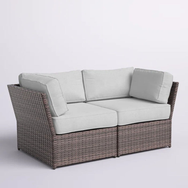 Outdoor Wicker Loveseat With Cushions Patio Seating Wicker - Brown - R&R Furniture Gallery (Fountain Valley, CA)