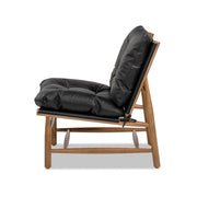 Oxford Leather Mid-Century Modern Accent Chair - Noir Black - R&R Furniture Gallery (Fountain Valley, CA)