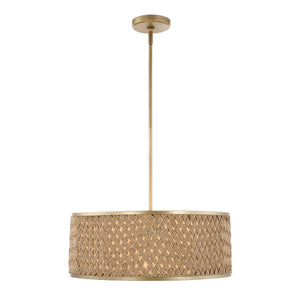 Pinchot - 4 Light Rattan Drum Pendant - Brown