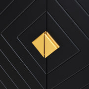 4 Door Sideboard Storage Cabinet For Living Room And Dining Room, 2 Large Cabinets With Gold Handles And Adjustable Shelf - Black - R&R Furniture Gallery (Fountain Valley, CA)