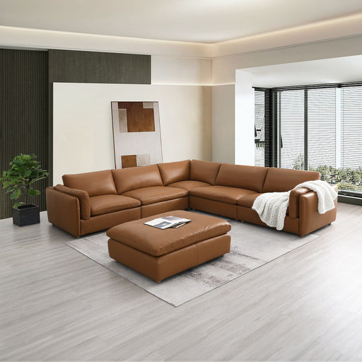 Brighton - Ottoman - Brown Top Grain Leather - R&R Furniture Gallery (Fountain Valley, CA)