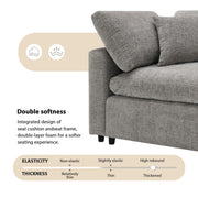 Modern Luxe & Co. modular cloud sofa bed with six seats, U-shaped sectional with ottoman, convertible sleeper for living room.