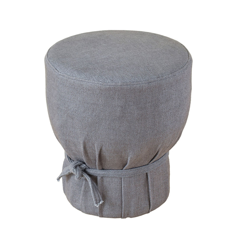 Elsie - Linen Upholstered Pouf - Gray - R&R Furniture Gallery (Fountain Valley, CA)