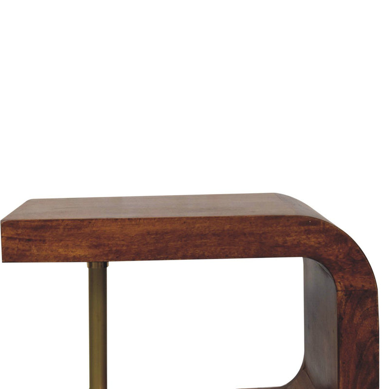 S Curve Brass Bedside Table - Dark Brown - R&R Furniture Gallery (Fountain Valley, CA)