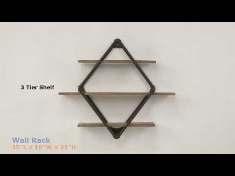 Brantley - 31" Wall Rack With 3 Shelves - Oak & Sandy Black - R&R Furniture Gallery (Fountain Valley, CA)