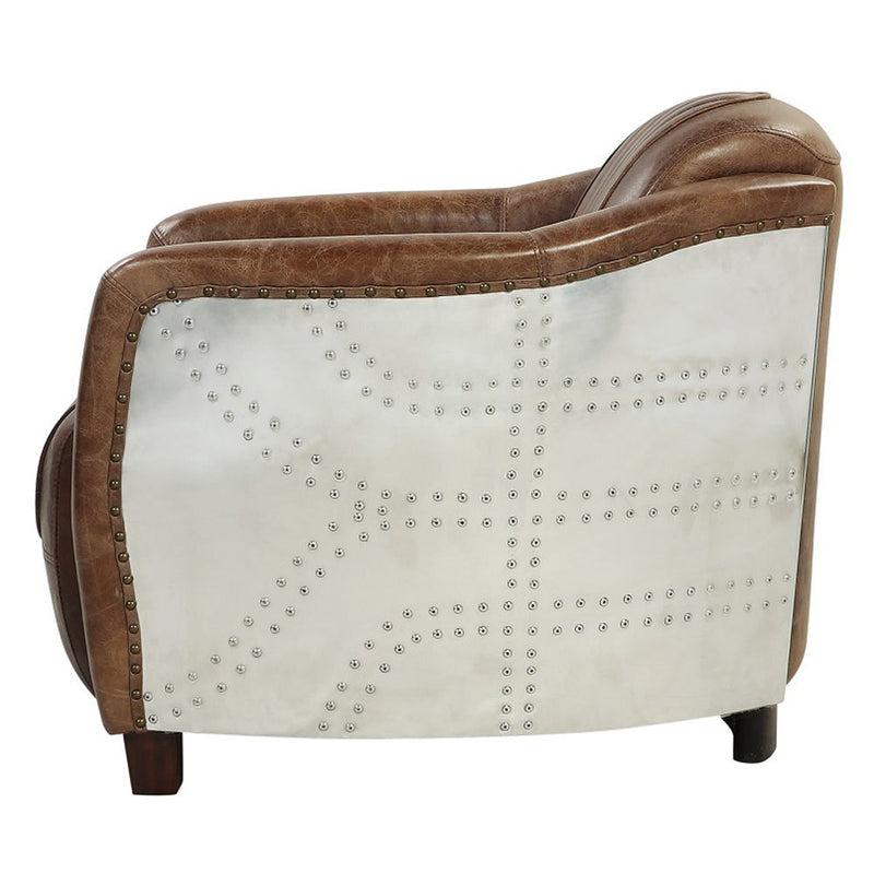 Brancaster - Chair - Retro Brown Top Grain Leather & Aluminum - R&R Furniture Gallery (Fountain Valley, CA)