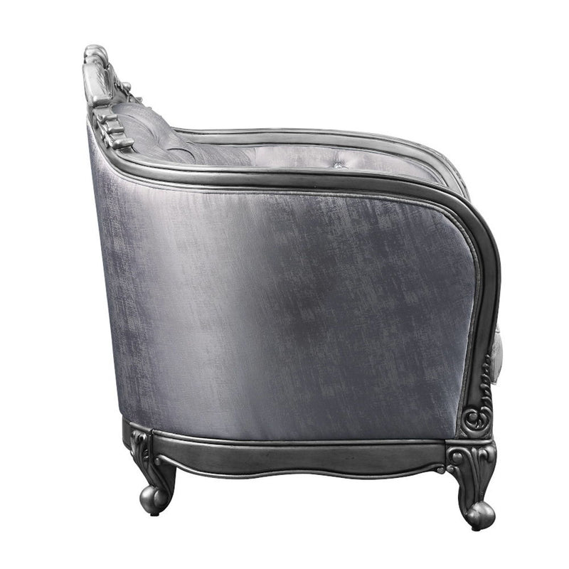 Ariadne - Loveseat With 3 Pillows - Fabric & Platinum - R&R Furniture Gallery (Fountain Valley, CA)