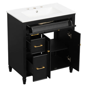 Freestanding Bathroom Vanity With Sink, Soft Close Door, Tip Out Drawer