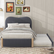 Upholstered Platform Bed With Wood Supporting Feet And Trundle - R&R Furniture Gallery (Fountain Valley, CA)