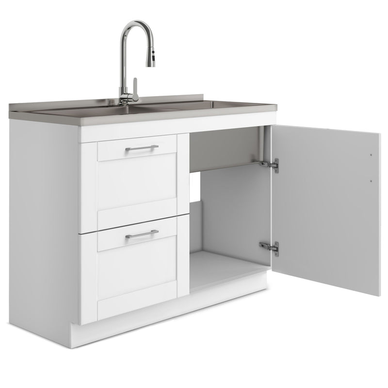 Shaker - Modern Wide Laundry Cabinet With Faucet And Sink - White - R&R Furniture Gallery (Fountain Valley, CA)