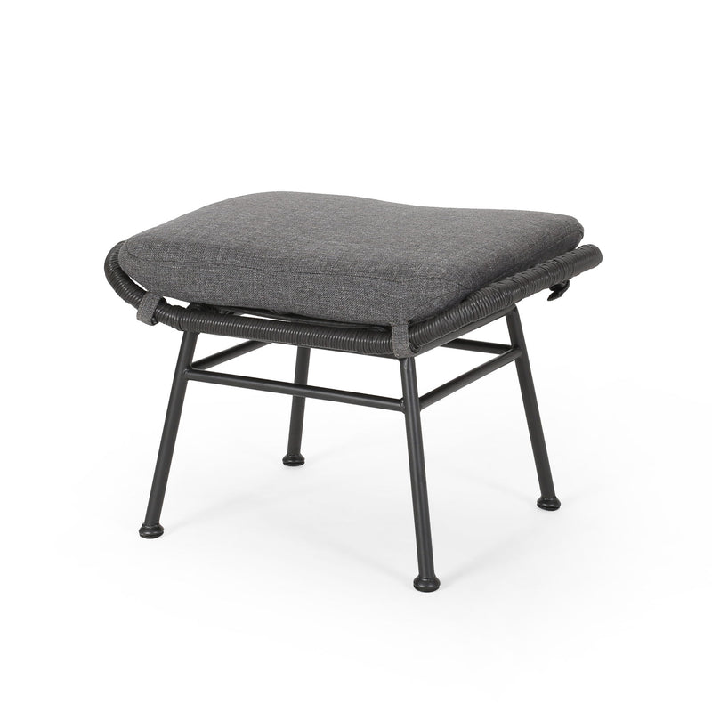 Outdoor Modern Boho Wicker Ottoman With Cushions (Set of 2) - R&R Furniture Gallery (Fountain Valley, CA)