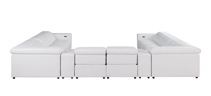 1208 - 10 Piece U Shaped Leather Sectional With 4 Power Recliners & Power Headrest