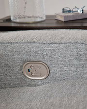 Biscoe - Power Reclining Sofa With Adj Headrest - Pewter - R&R Furniture Gallery (Fountain Valley, CA)