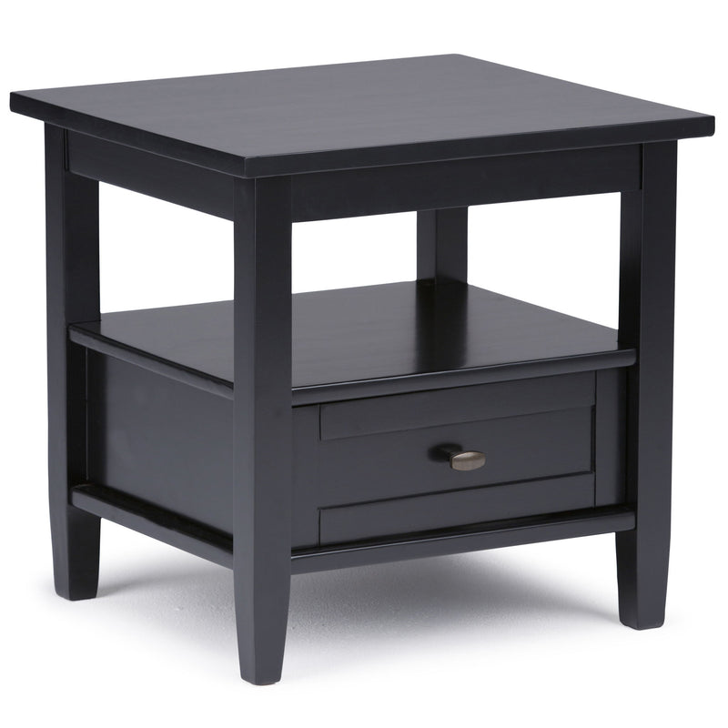 Handcrafted Warm Shaker coffee table by Simpli-Home with a smooth wooden surface and sturdy legs, ideal for living room decor.